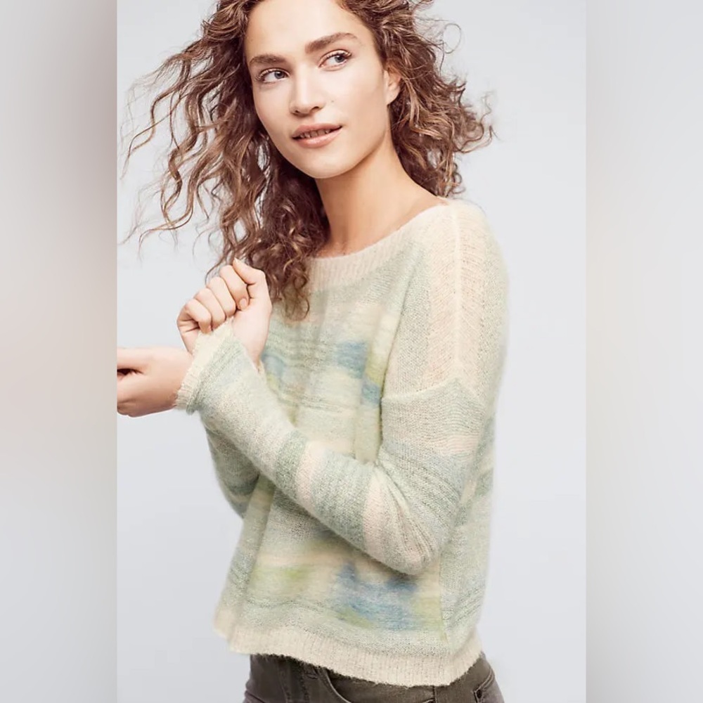 Anthropologie Troubadour Frosted Horizon Sea Blue Alpaca Wool Sweater XS